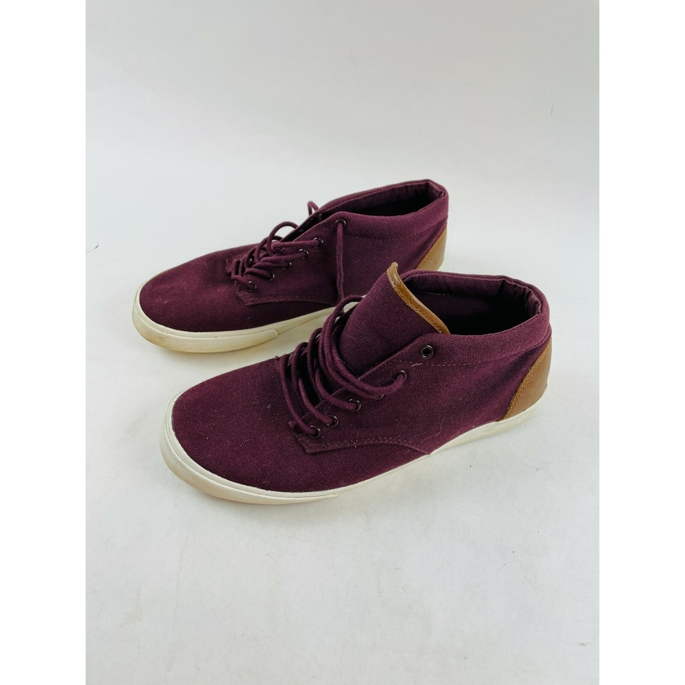 Old Navy Navigate Shoes Men's Size 9 Maroon Lace Up Mid Top Canvas Sneakers